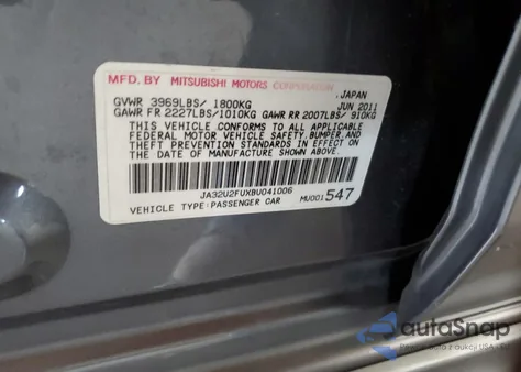 2011 Mitsubishi Lancer Es/Es Sport z USA, uszkodzony, nr VIN JA32U2FUXBU041006